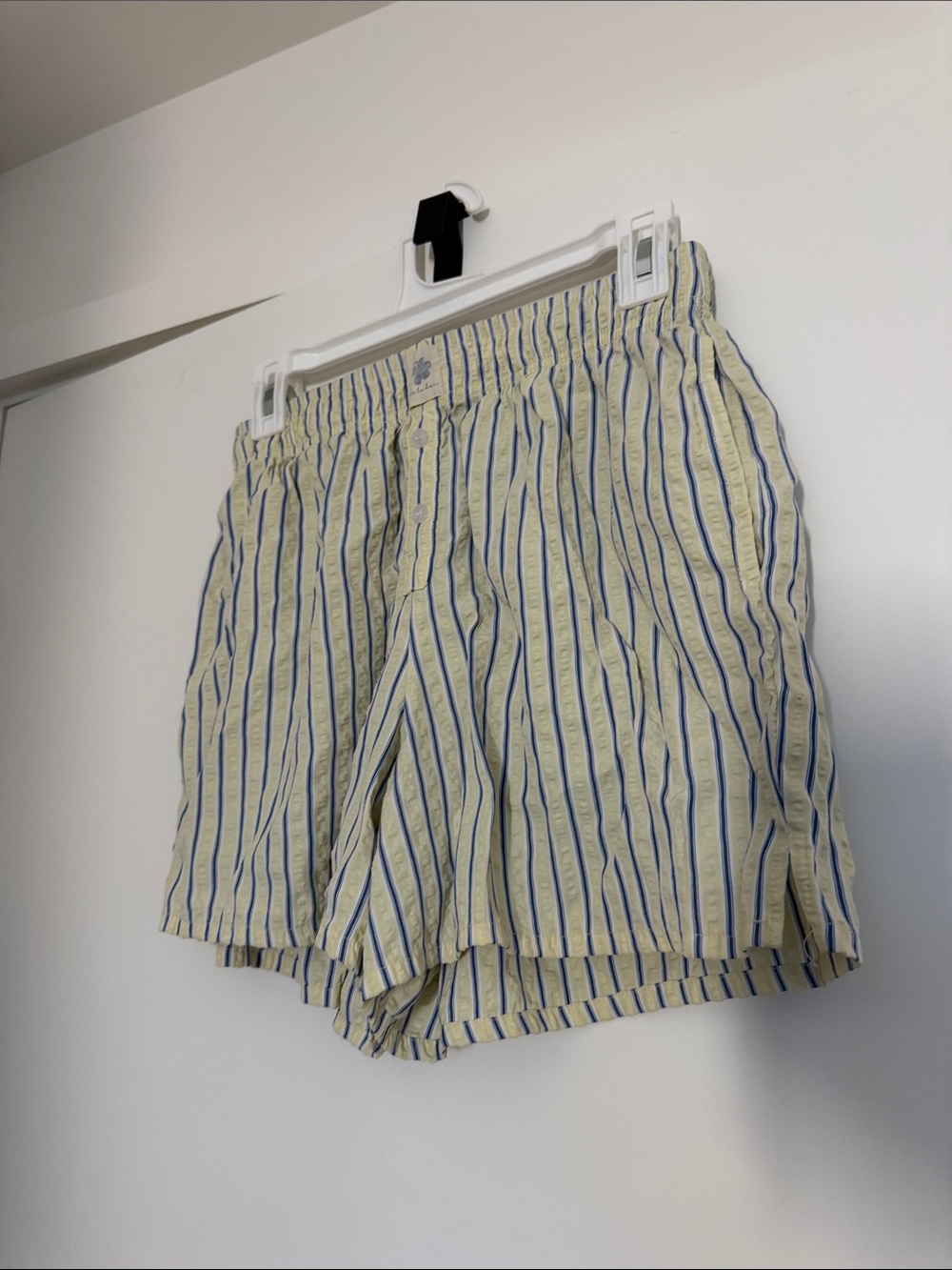 Women’s Yellow & Blue Striped searsucker Shorts